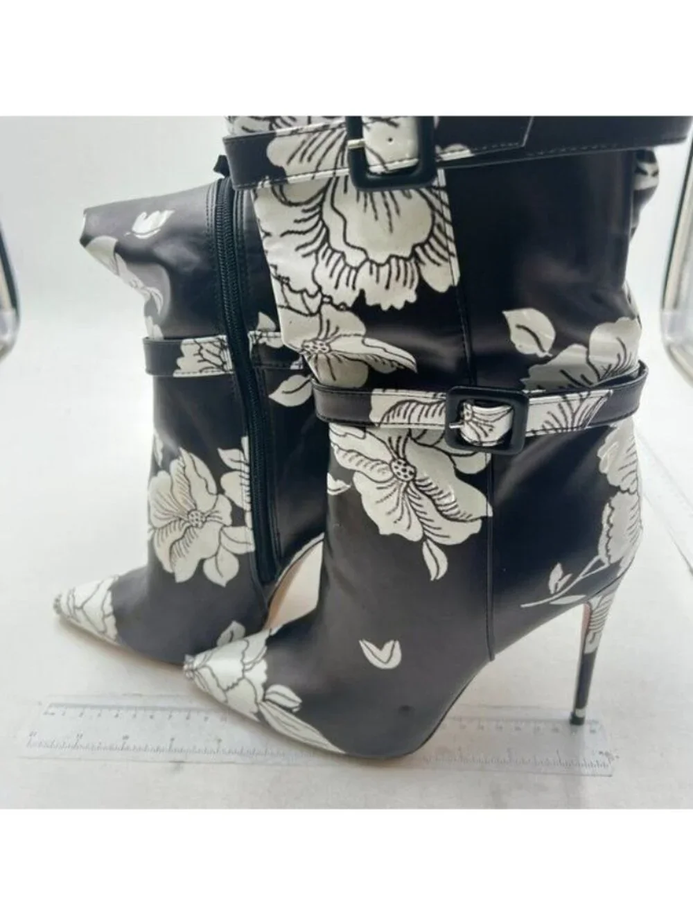 XYD Women Stiletto High Heel Over The Knee Boots Pointed Toe Buckled Strappy